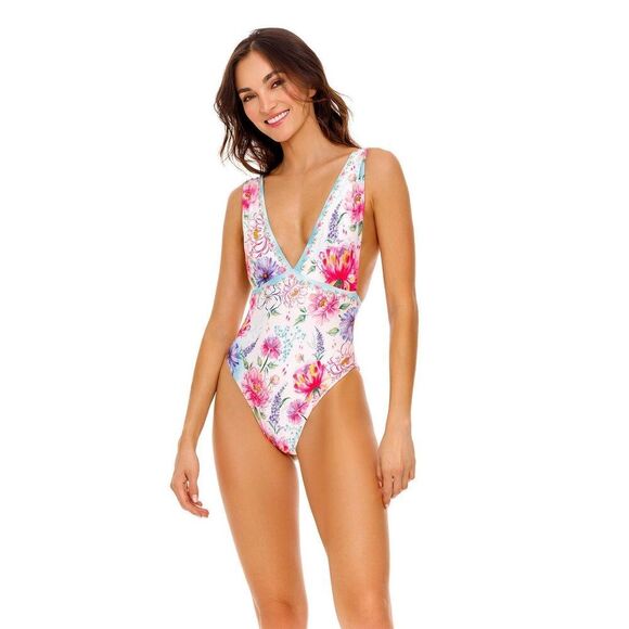 Agua Bendita Women's Multicolor Tulipa Korin One Piece Swimsuit Size Large NWT - Picture 2 of 11